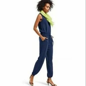 CAbi Navy Elastic Waist Sleeveless Jumpsuit